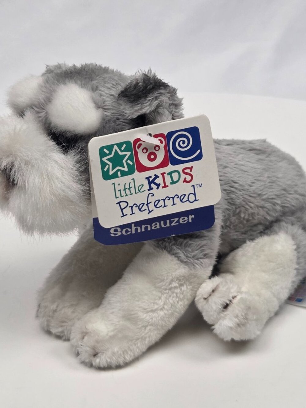 gray and white plush Schnauzer toy 6" no sound